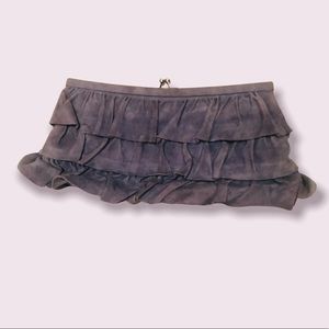 Glen Miller soft suede lavender kisslock clutch